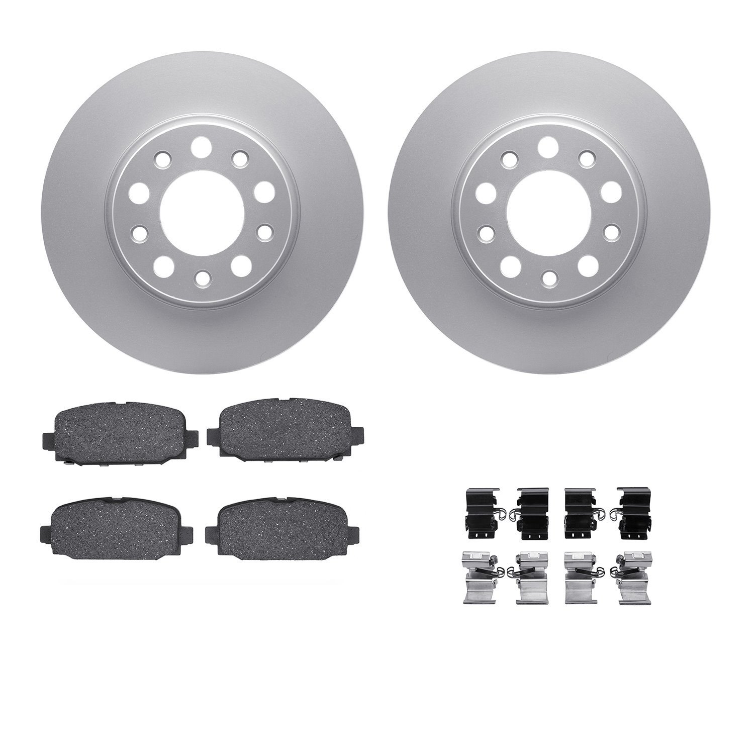 4312-42038 Geospec Brake Rotors with 3000-Series Ceramic Brake Pads & Hardware, Fits Select Mopar, Position: Rear
