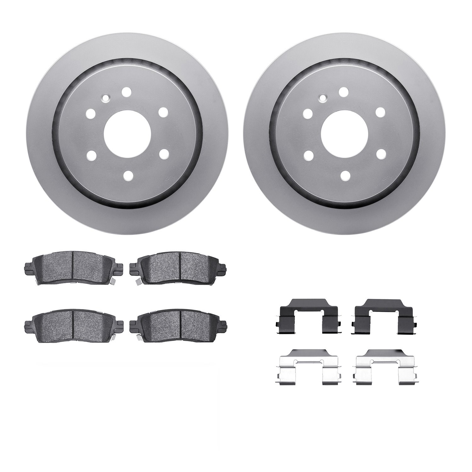 4312-46011 Geospec Brake Rotors with 3000-Series Ceramic Brake Pads & Hardware, 2013-2019 GM, Position: Rear