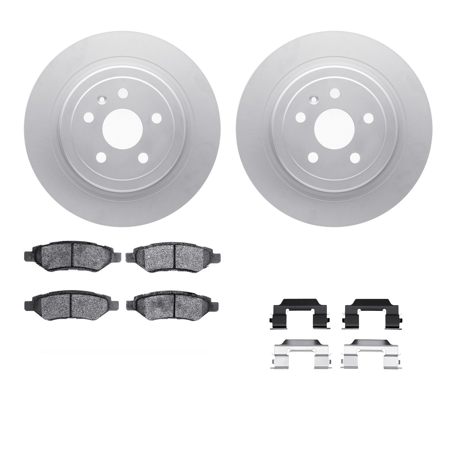 4312-46033 Geospec Brake Rotors with 3000-Series Ceramic Brake Pads & Hardware, 2008-2014 GM, Position: Rear