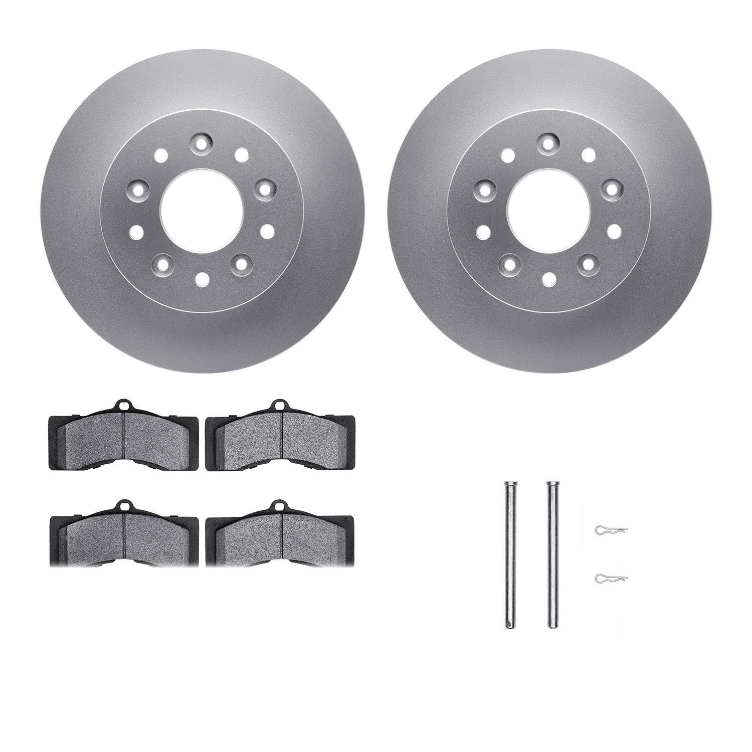 4312-47003 Geospec Brake Rotors with 3000-Series Ceramic Brake Pads & Hardware, 1963-1982 GM, Position: Front