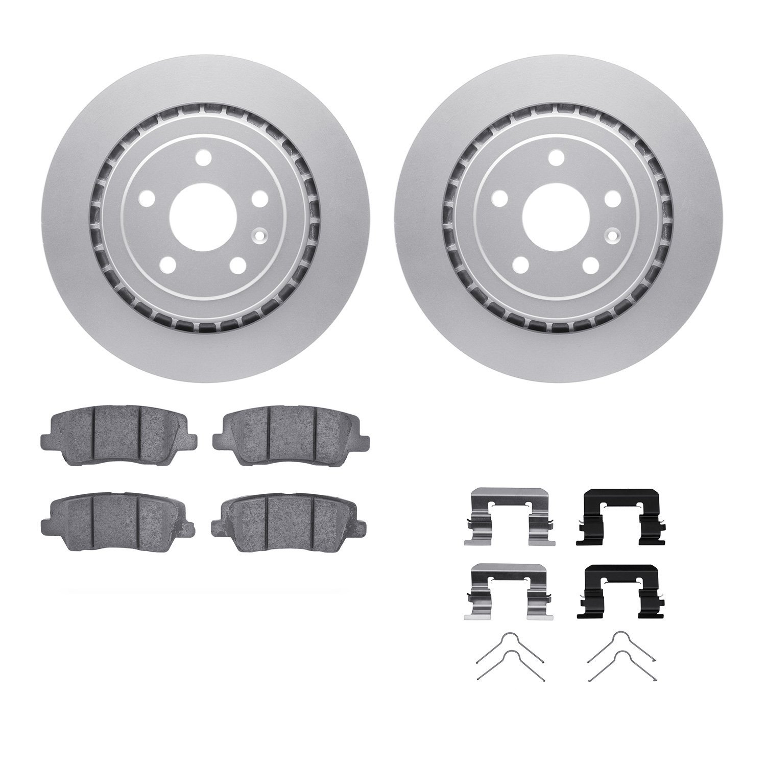 4312-47039 Geospec Brake Rotors with 3000-Series Ceramic Brake Pads & Hardware, 2015-2019 GM, Position: Rear