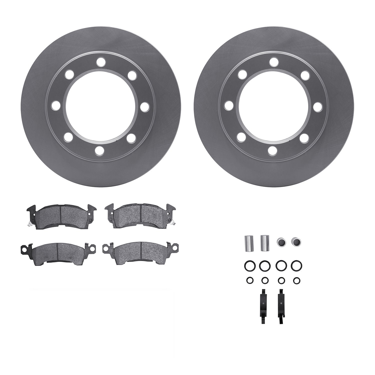 4312-48001 Geospec Brake Rotors with 3000-Series Ceramic Brake Pads & Hardware, 1971-1973 GM, Position: Front