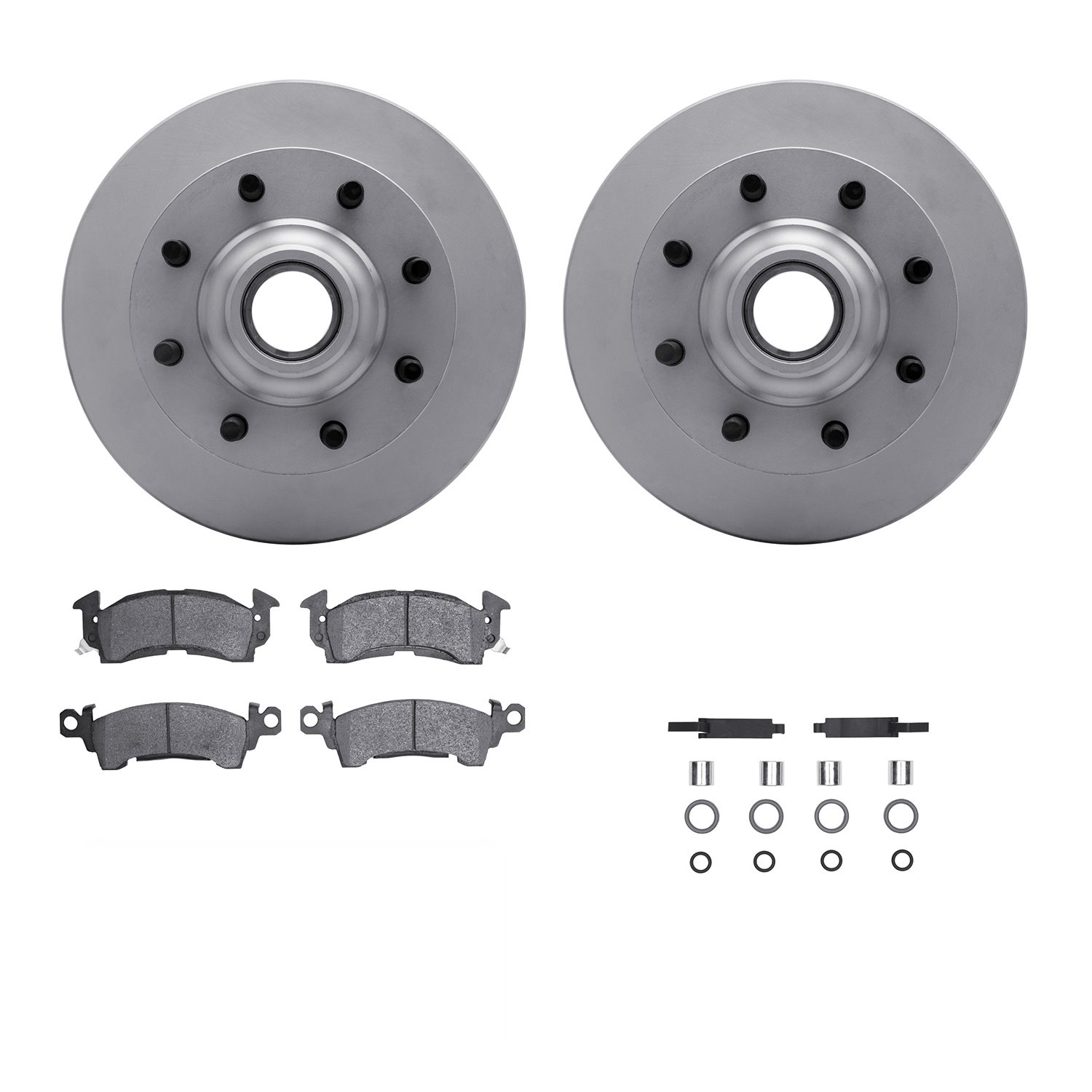 4312-48002 Geospec Brake Rotors with 3000-Series Ceramic Brake Pads & Hardware, 1971-1989 GM, Position: Front