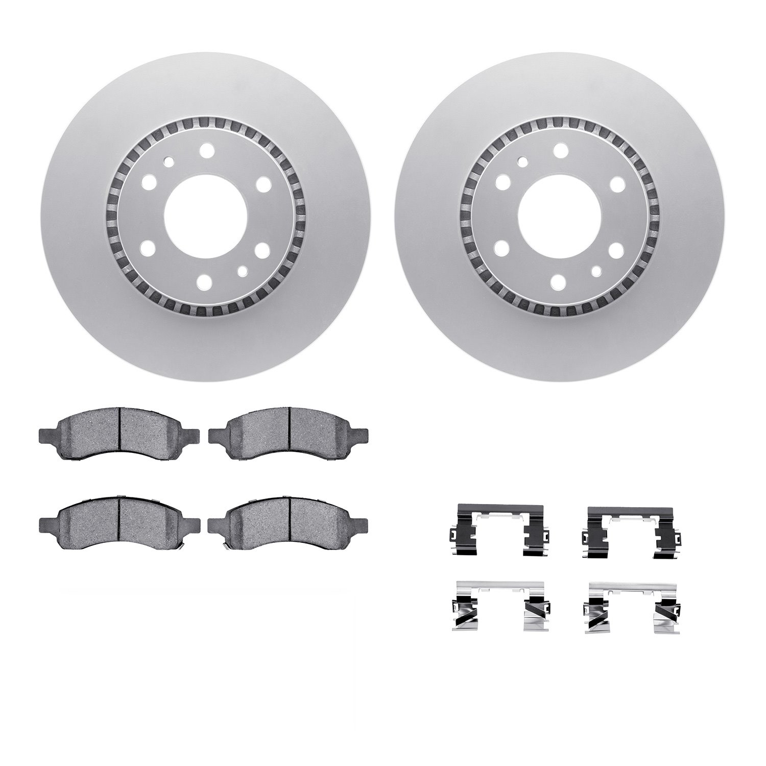 4312-48035 Geospec Brake Rotors with 3000-Series Ceramic Brake Pads & Hardware, 2006-2009 GM, Position: Front