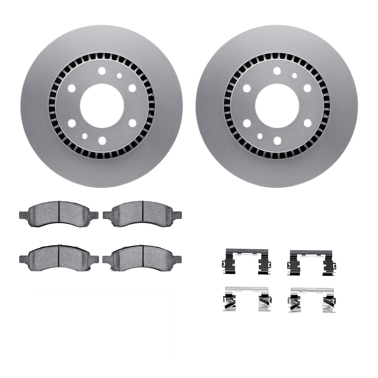 4312-48036 Geospec Brake Rotors with 3000-Series Ceramic Brake Pads & Hardware, 2006-2009 GM, Position: Front