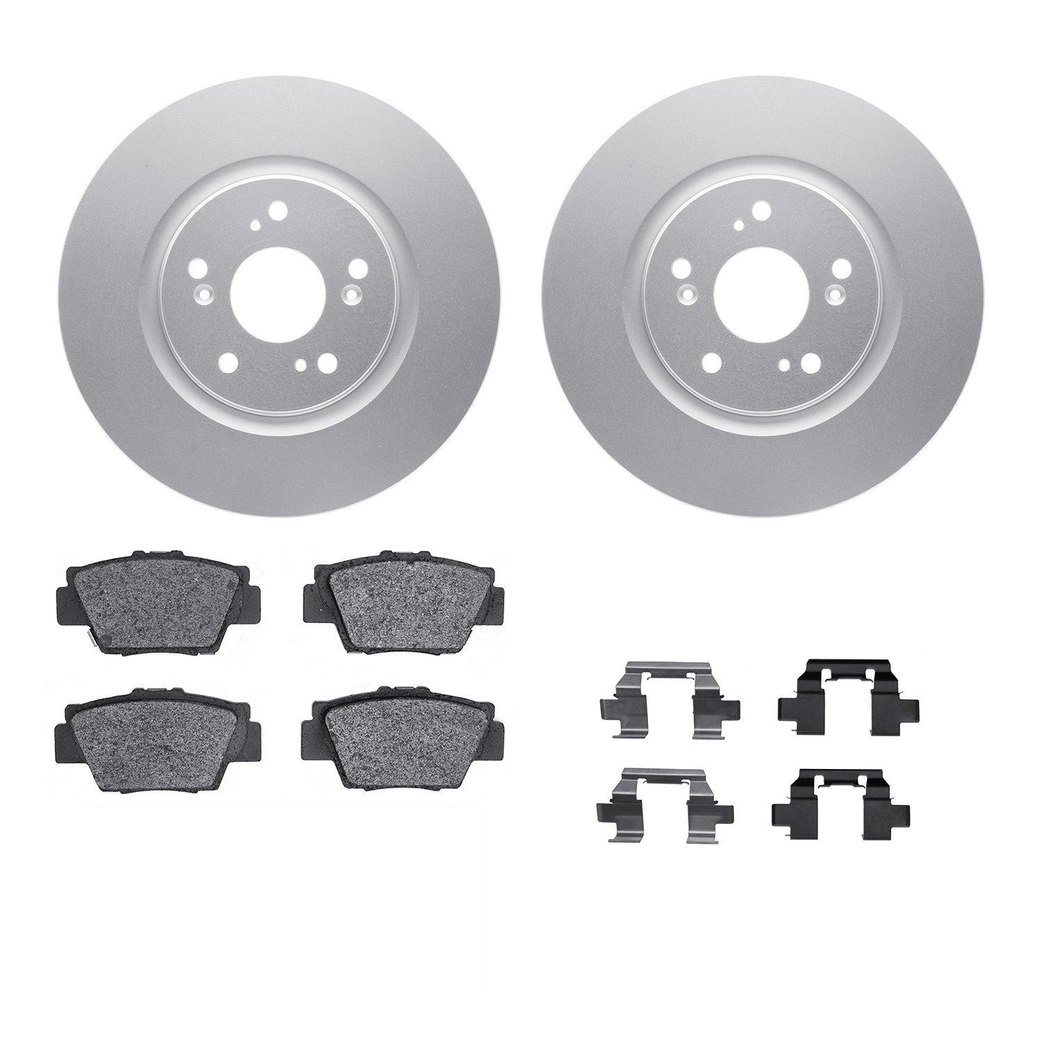 4312-58003 Geospec Brake Rotors with 3000-Series Ceramic Brake Pads & Hardware, 1997-2005 Acura/Honda, Position: Rear