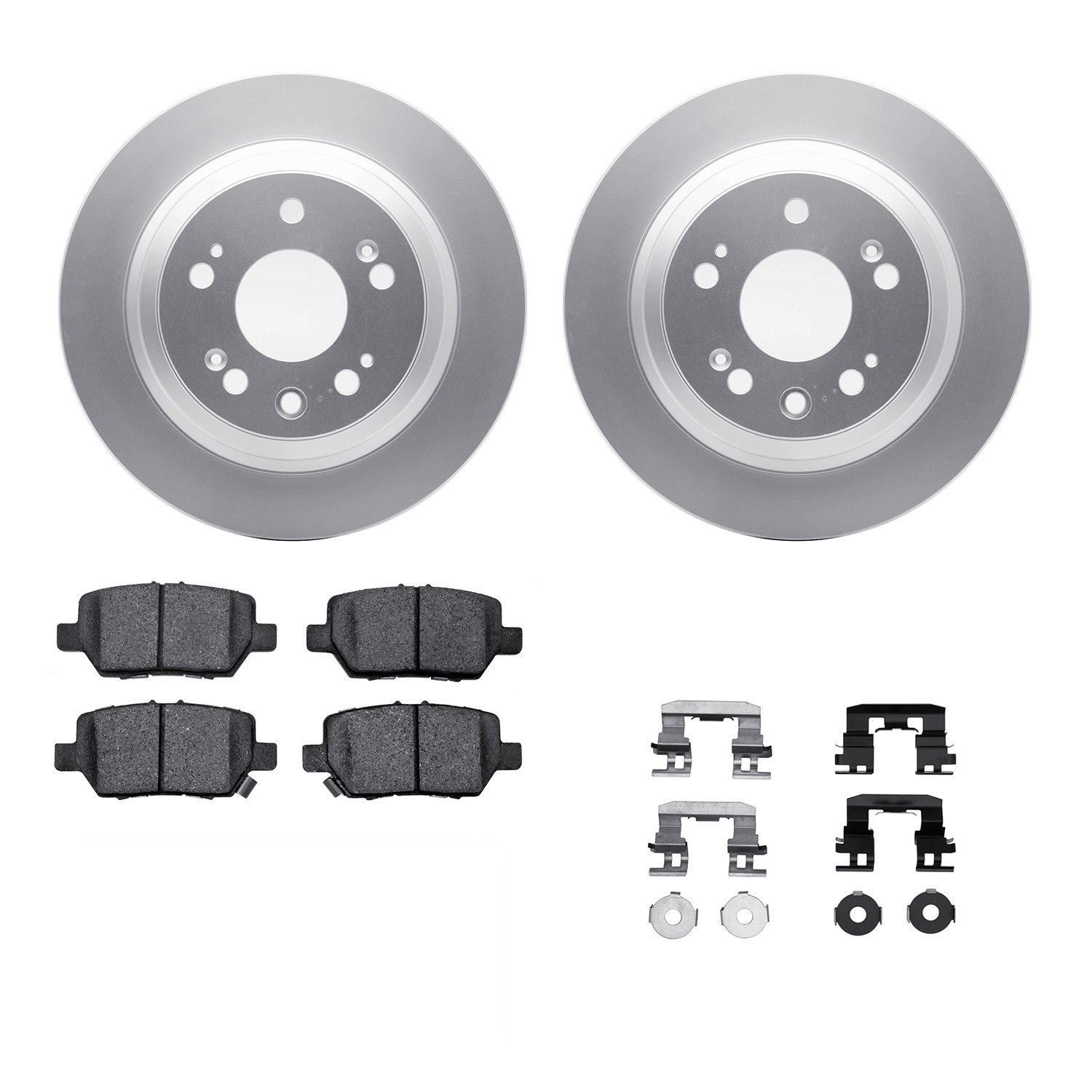 4312-58007 Geospec Brake Rotors with 3000-Series Ceramic Brake Pads & Hardware, 2005-2012 Acura/Honda, Position: Rear