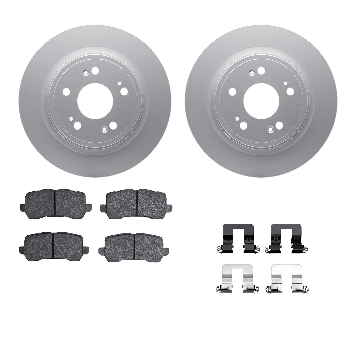 4312-58014 Geospec Brake Rotors with 3000-Series Ceramic Brake Pads & Hardware, 2014-2020 Acura/Honda, Position: Rear