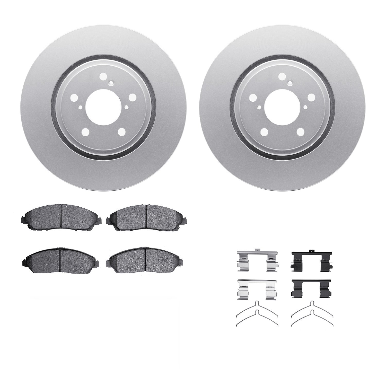 4312-58017 Geospec Brake Rotors with 3000-Series Ceramic Brake Pads & Hardware, 2017-2020 Acura/Honda, Position: Front