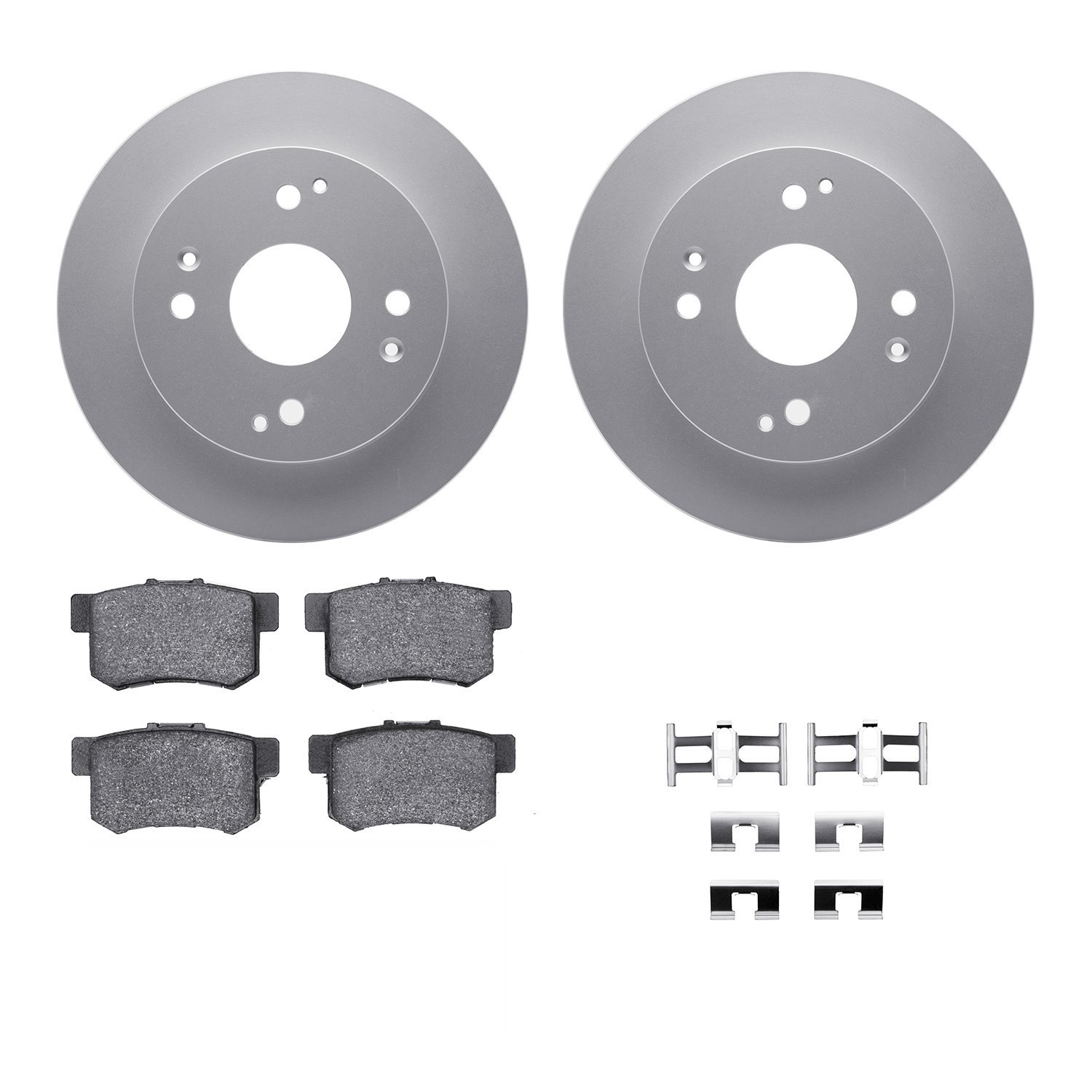 4312-59016 Geospec Brake Rotors with 3000-Series Ceramic Brake Pads & Hardware, 1992-1997 Acura/Honda, Position: Rear