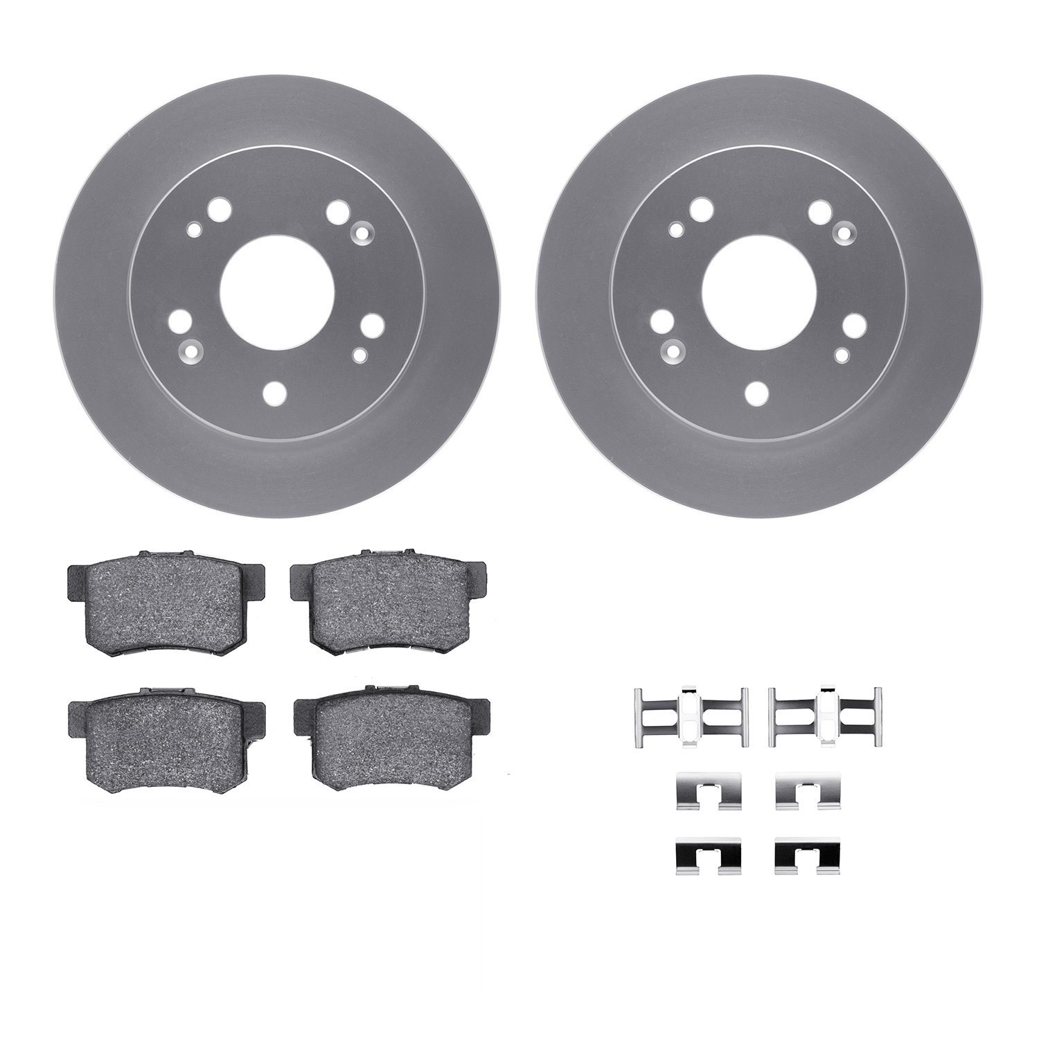 4312-59017 Geospec Brake Rotors with 3000-Series Ceramic Brake Pads & Hardware, 1997-2015 Acura/Honda, Position: Rear