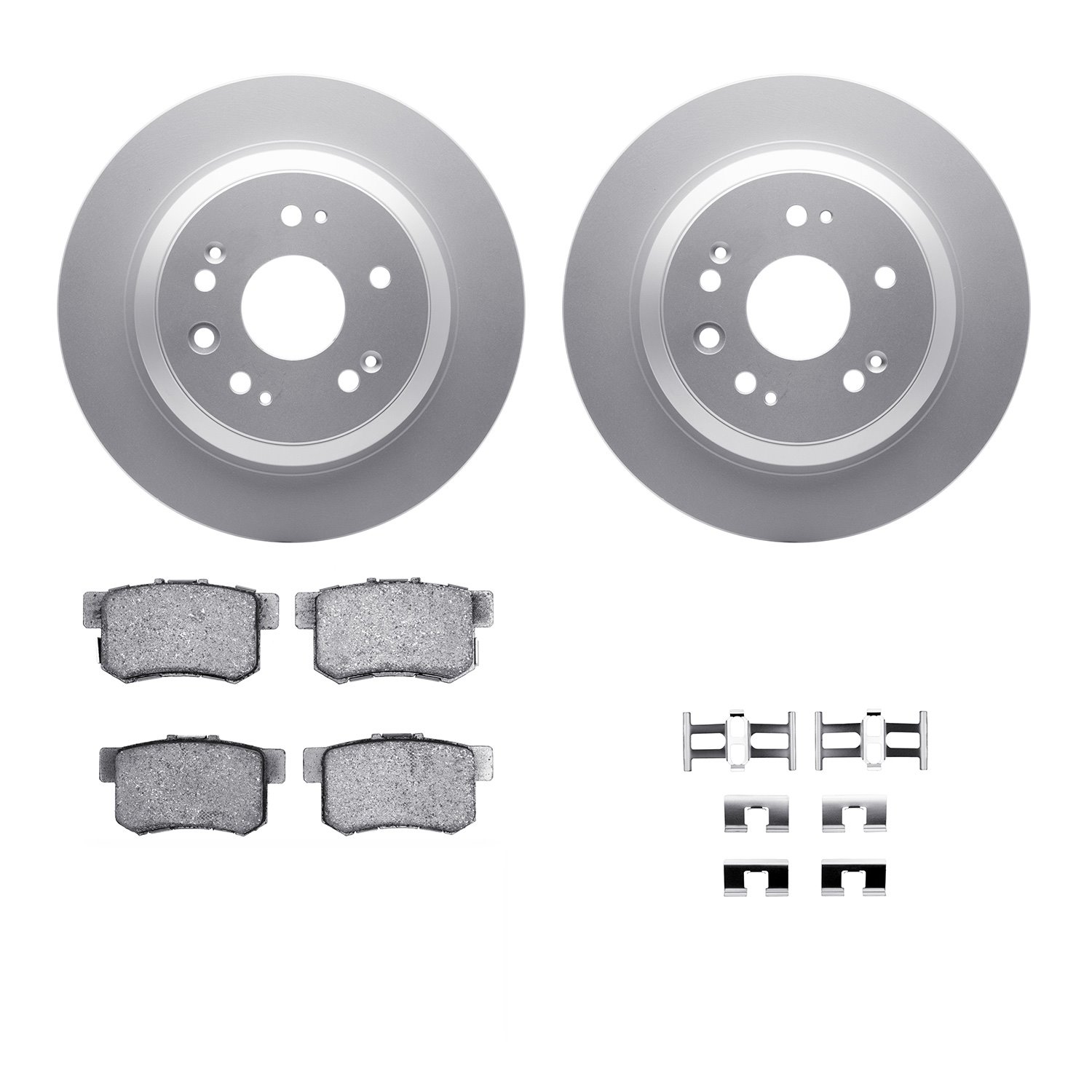 4312-59045 Geospec Brake Rotors with 3000-Series Ceramic Brake Pads & Hardware, 2010-2015 Acura/Honda, Position: Rear