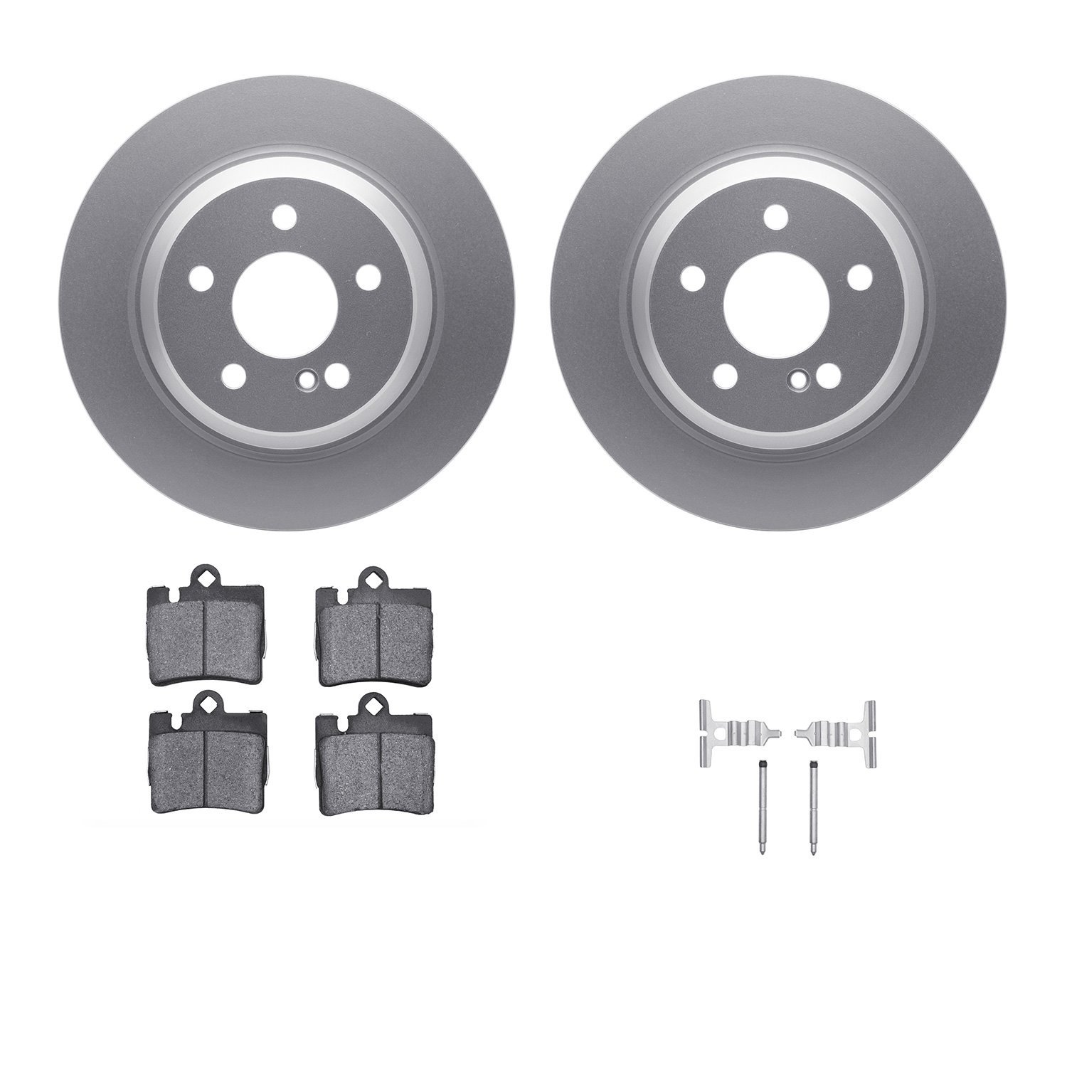 4312-63035 Geospec Brake Rotors with 3000-Series Ceramic Brake Pads & Hardware, 2000-2003 Mercedes-Benz, Position: Rear