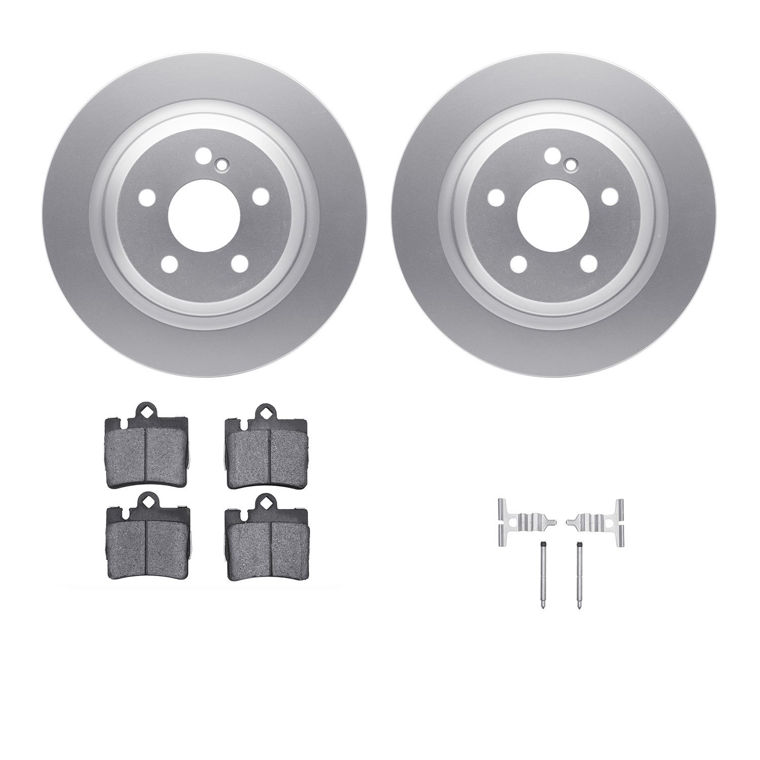 4312-63036 Geospec Brake Rotors with 3000-Series Ceramic Brake Pads & Hardware, 2001-2002 Mercedes-Benz, Position: Rear