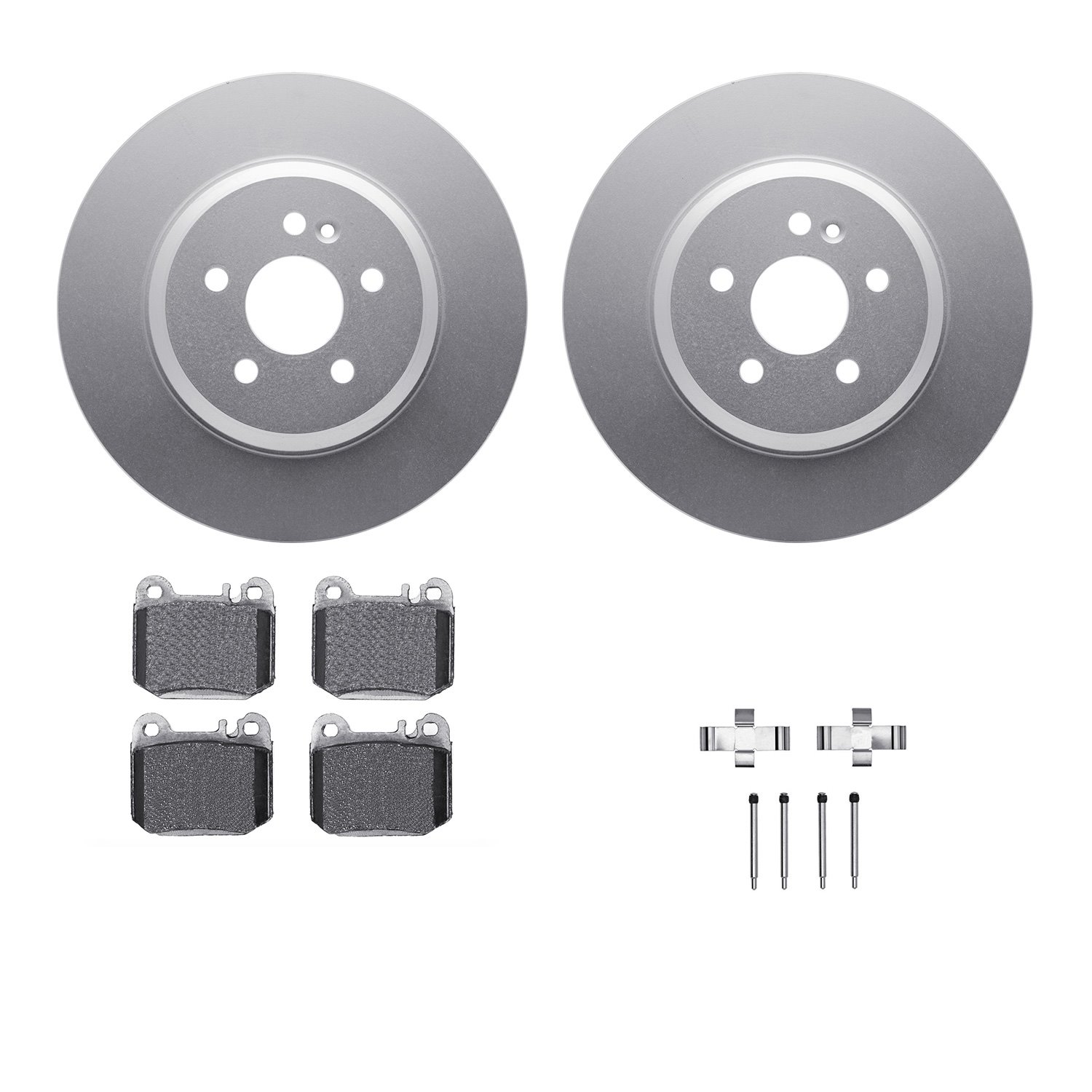 4312-63041 Geospec Brake Rotors with 3000-Series Ceramic Brake Pads & Hardware, 2000-2005 Mercedes-Benz, Position: Rear