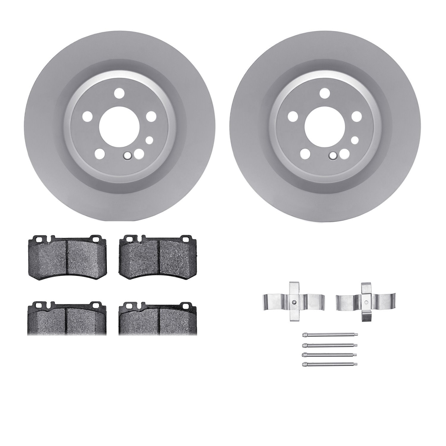 4312-63044 Geospec Brake Rotors with 3000-Series Ceramic Brake Pads & Hardware, 2003-2006 Mercedes-Benz, Position: Rear