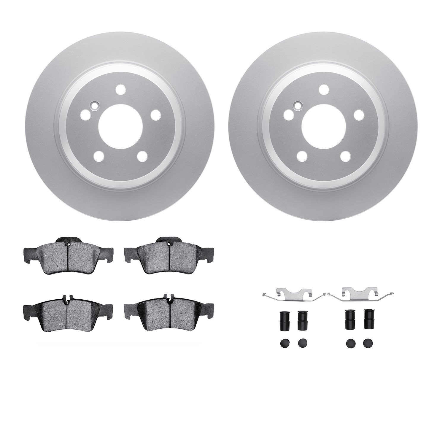 4312-63050 Geospec Brake Rotors with 3000-Series Ceramic Brake Pads & Hardware, 2003-2006 Mercedes-Benz, Position: Rear