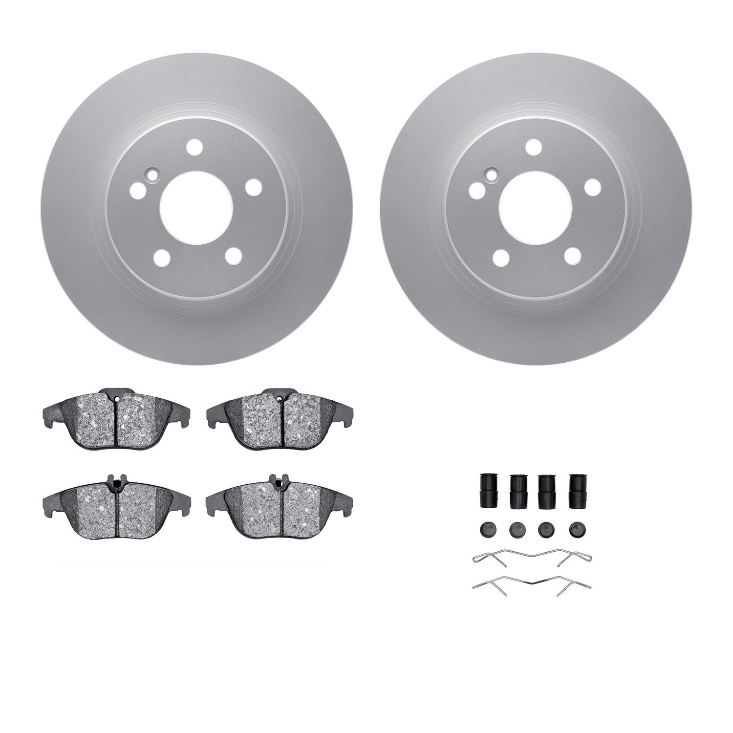 4312-63064 Geospec Brake Rotors with 3000-Series Ceramic Brake Pads & Hardware, 2008-2015 Mercedes-Benz, Position: Rear