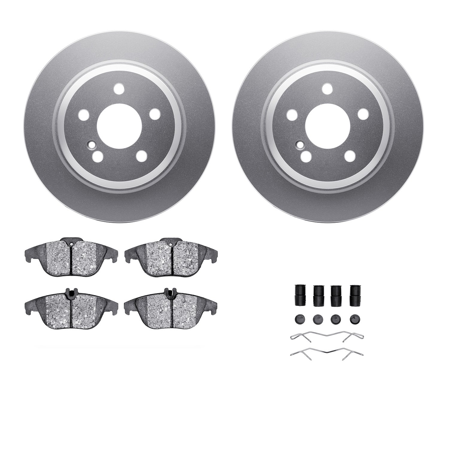 4312-63066 Geospec Brake Rotors with 3000-Series Ceramic Brake Pads & Hardware, 2009-2015 Mercedes-Benz, Position: Rear