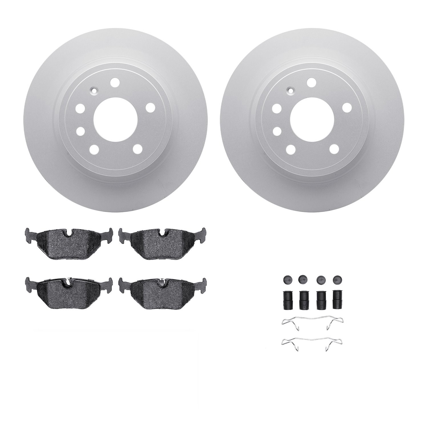 4312-65001 Geospec Brake Rotors with 3000-Series Ceramic Brake Pads & Hardware, 1999-2010 GM, Position: Rear