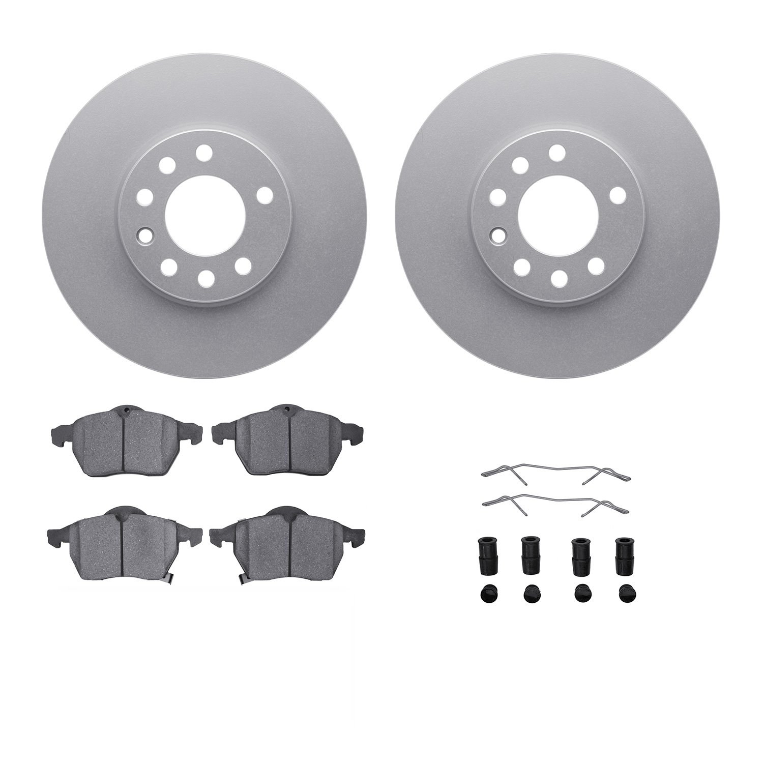 4312-65004 Geospec Brake Rotors with 3000-Series Ceramic Brake Pads & Hardware, 1997-2006 GM, Position: Front