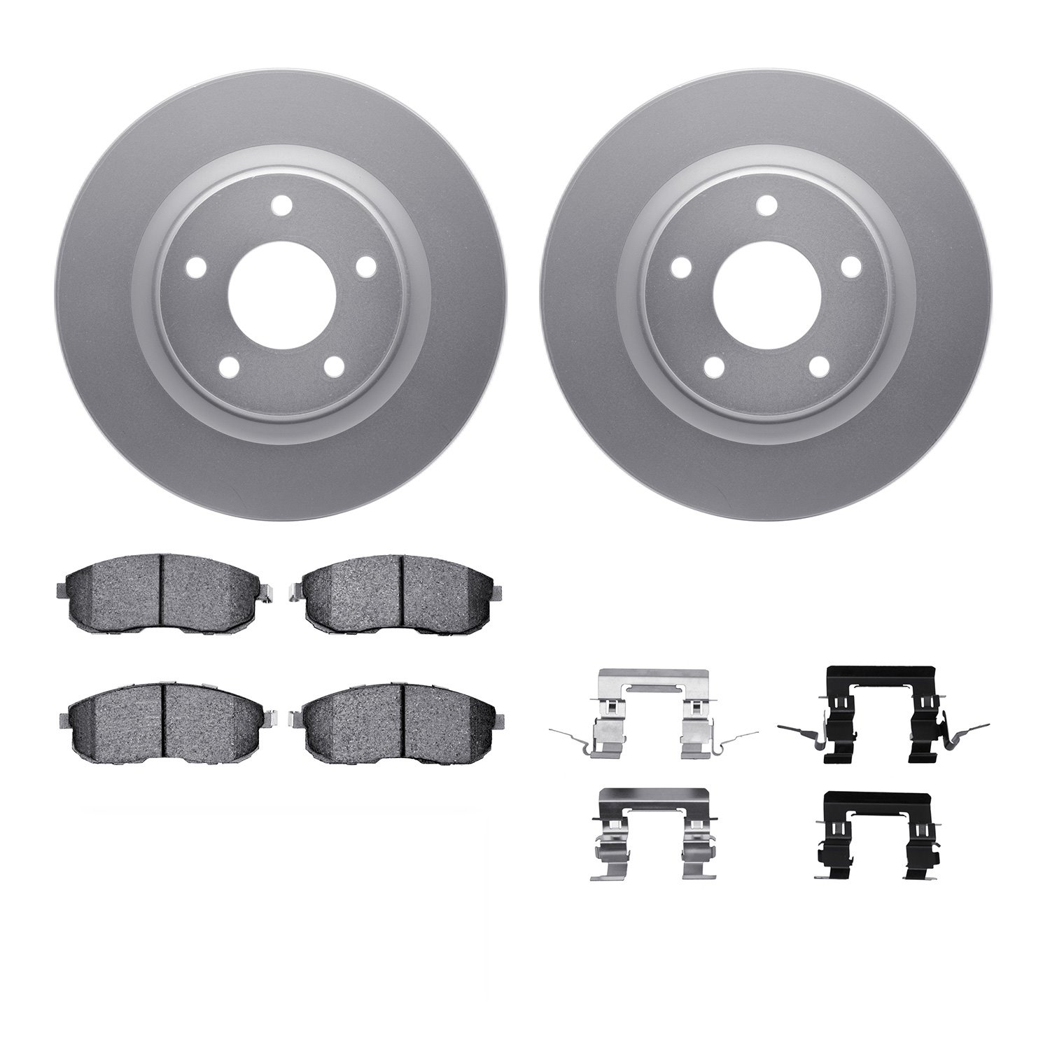 4312-67020 Geospec Brake Rotors with 3000-Series Ceramic Brake Pads & Hardware, 2007-2013 Infiniti/Nissan, Position: Front