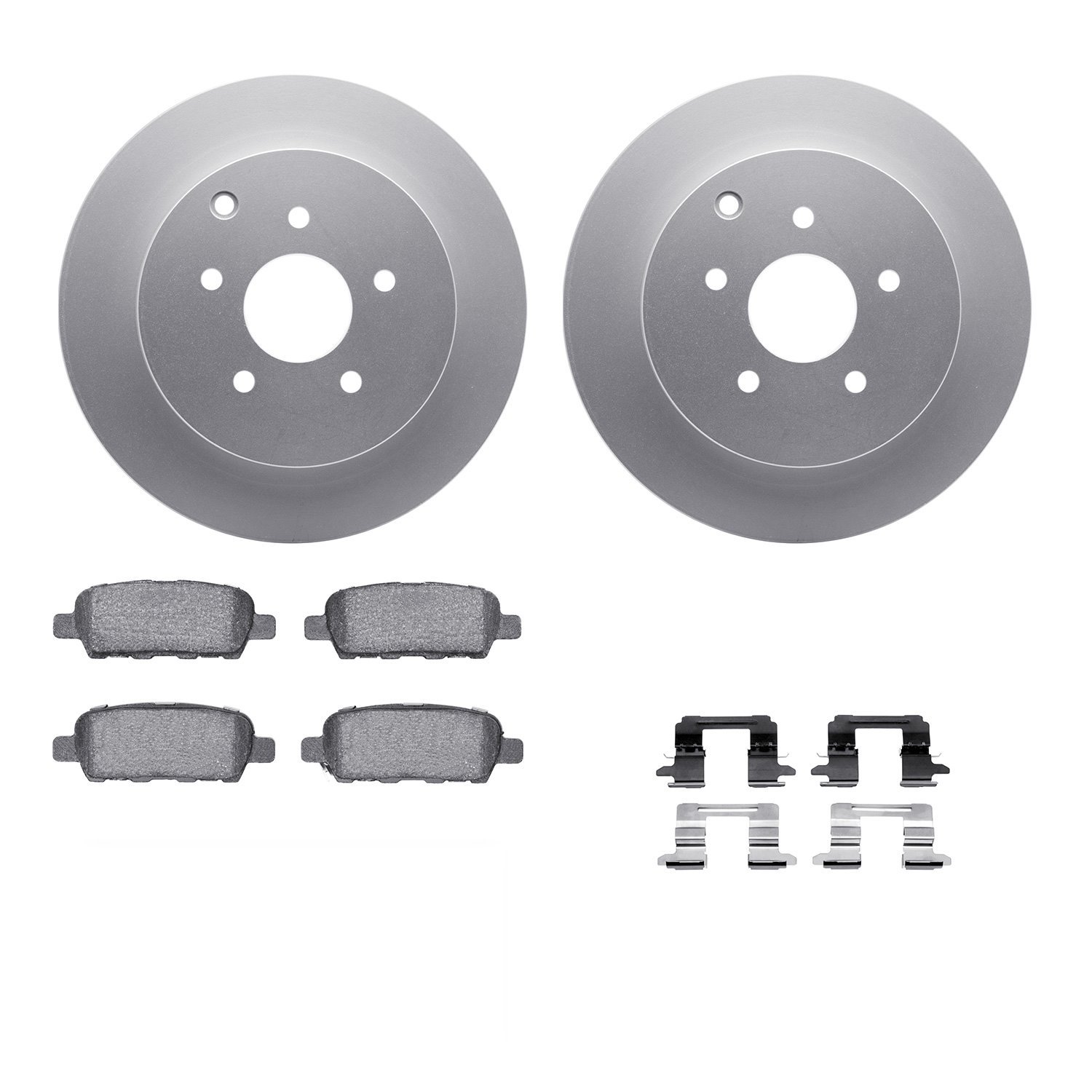 4312-67038 Geospec Brake Rotors with 3000-Series Ceramic Brake Pads & Hardware, Fits Select Infiniti/Nissan, Position: Rear
