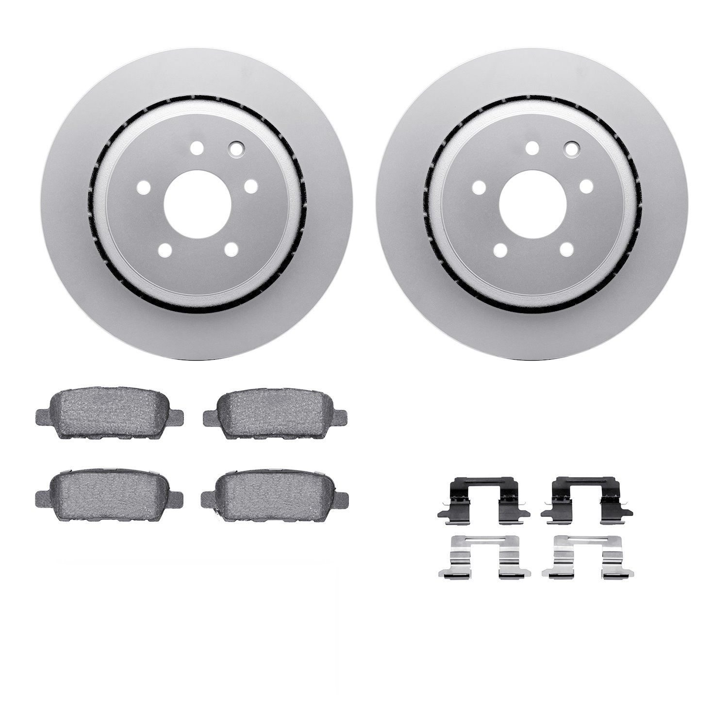 4312-68004 Geospec Brake Rotors with 3000-Series Ceramic Brake Pads & Hardware, 2007-2015 Infiniti/Nissan, Position: Rear