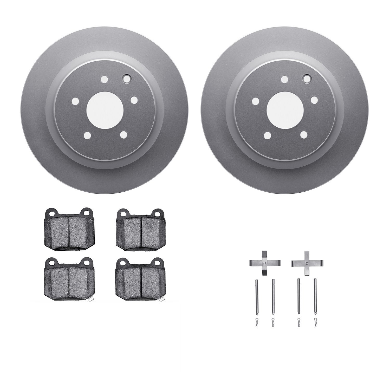 4312-68006 Geospec Brake Rotors with 3000-Series Ceramic Brake Pads & Hardware, 2003-2008 Infiniti/Nissan, Position: Rear