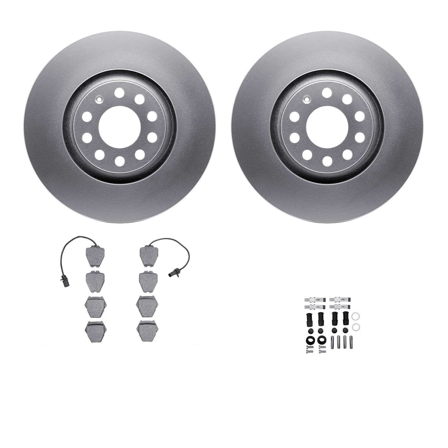 4312-73017 Geospec Brake Rotors with 3000-Series Ceramic Brake Pads & Hardware, 1999-2005 Audi/Volkswagen, Position: Front