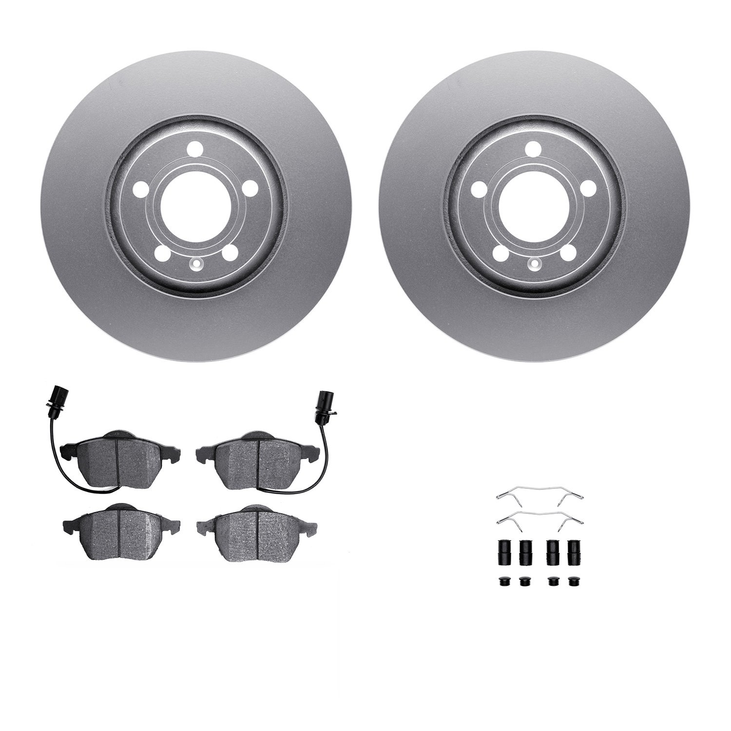 4312-73019 Geospec Brake Rotors with 3000-Series Ceramic Brake Pads & Hardware, 1999-2006 Audi/Volkswagen, Position: Front