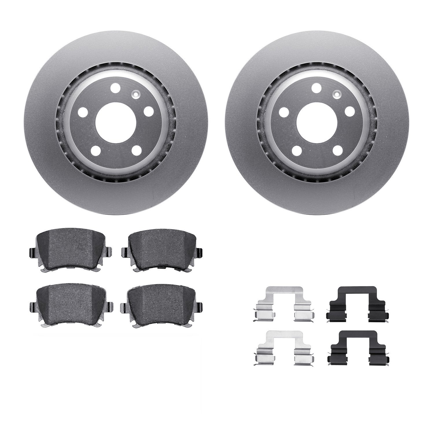 4312-73027 Geospec Brake Rotors with 3000-Series Ceramic Brake Pads & Hardware, 2008-2015 Audi/Volkswagen, Position: Rear