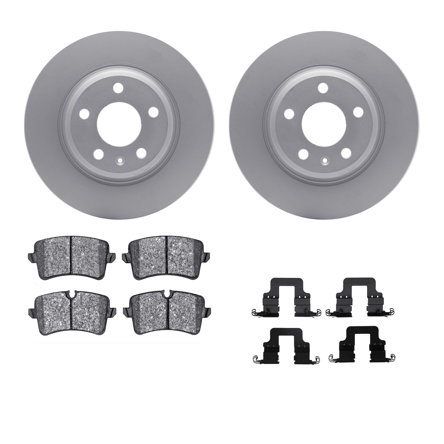 4312-73045 Geospec Brake Rotors with 3000-Series Ceramic Brake Pads & Hardware, 2012-2013 Audi/Volkswagen, Position: Rear