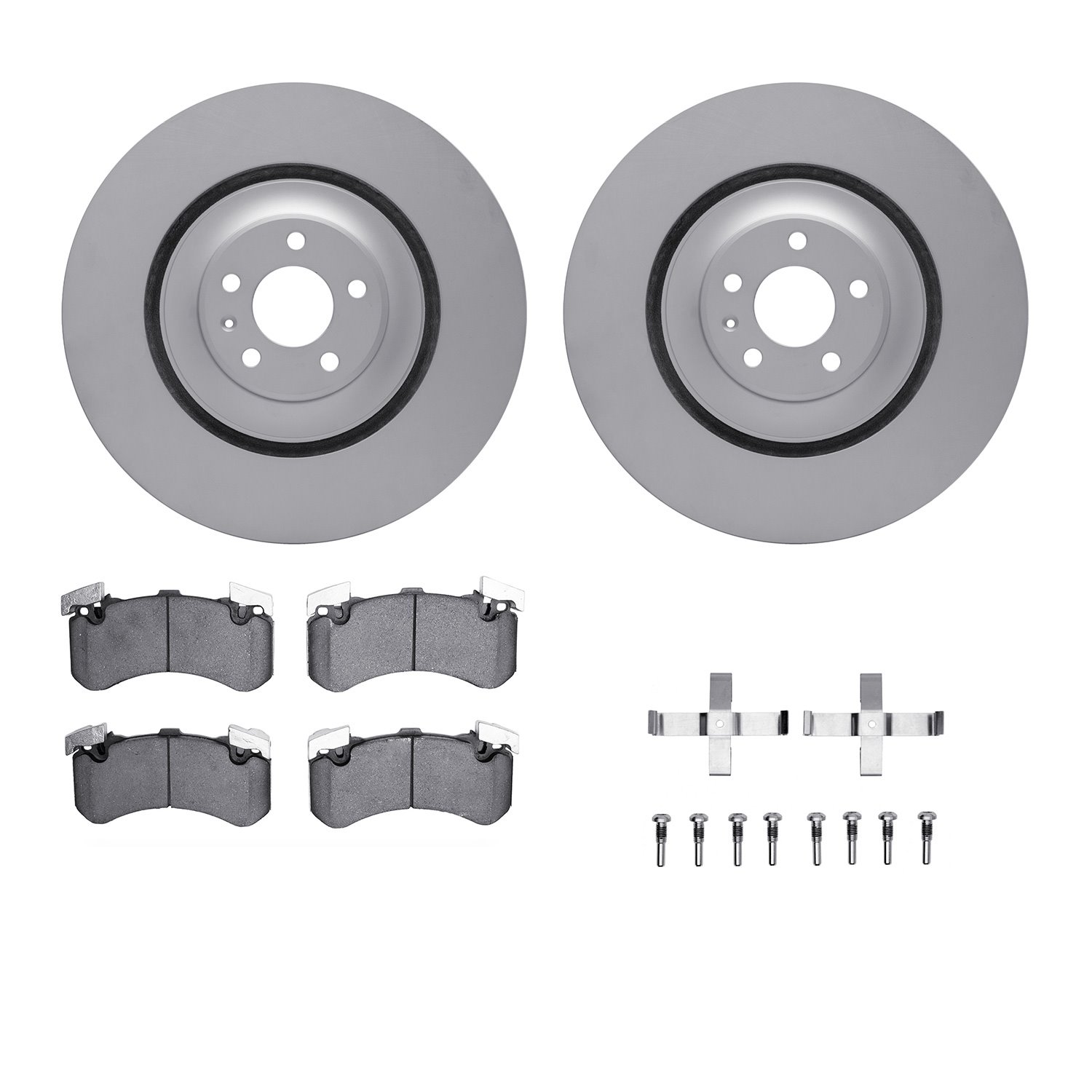 4312-73047 Geospec Brake Rotors with 3000-Series Ceramic Brake Pads & Hardware, 2012-2018 Audi/Volkswagen, Position: Front