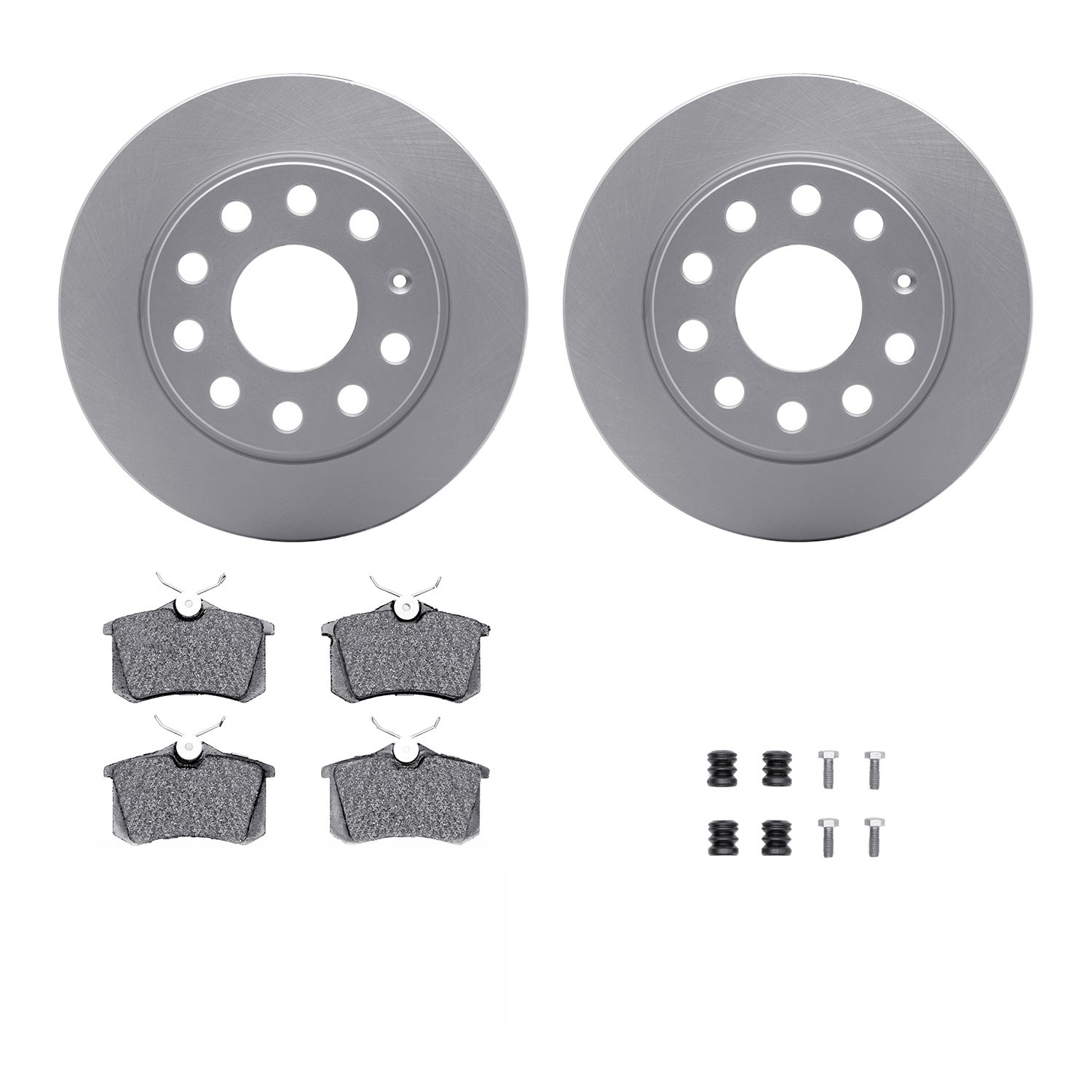 4312-74016 Geospec Brake Rotors with 3000-Series Ceramic Brake Pads & Hardware, 2010-2019 Audi/Volkswagen, Position: Rear