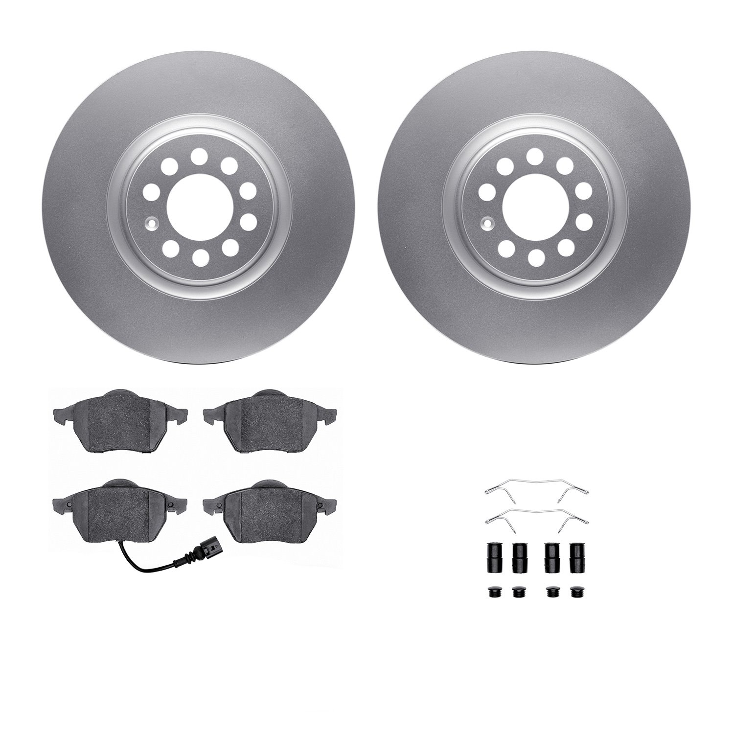 4312-74021 Geospec Brake Rotors with 3000-Series Ceramic Brake Pads & Hardware, 2000-2006 Audi/Volkswagen, Position: Front