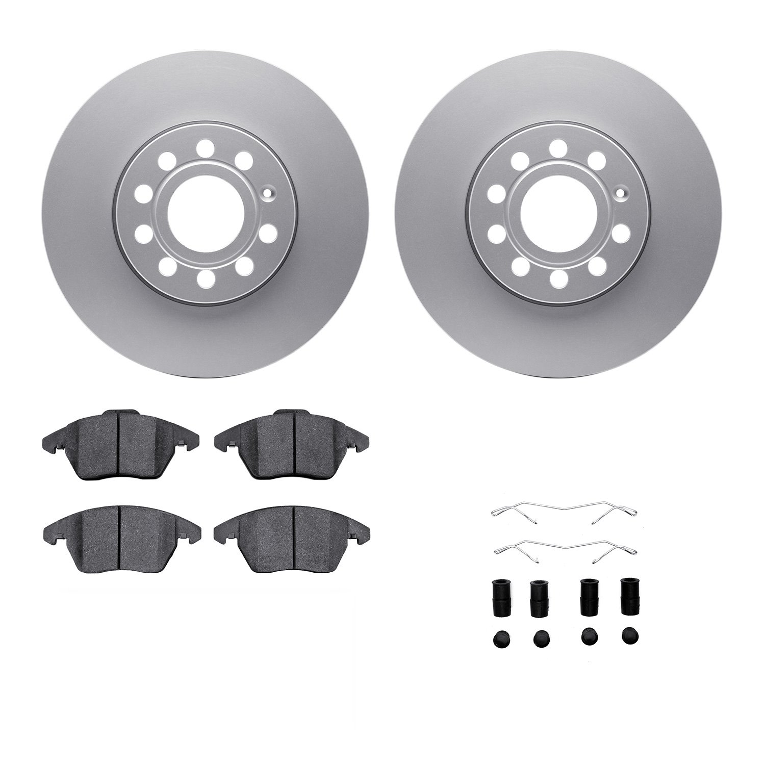 4312-74035 Geospec Brake Rotors with 3000-Series Ceramic Brake Pads & Hardware, 2011-2019 Audi/Volkswagen, Position: Front