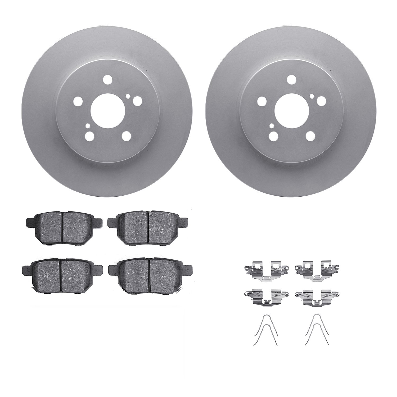 4312-75028 Geospec Brake Rotors with 3000-Series Ceramic Brake Pads & Hardware, 2011-2017 Lexus/Toyota/Scion, Position: Rear