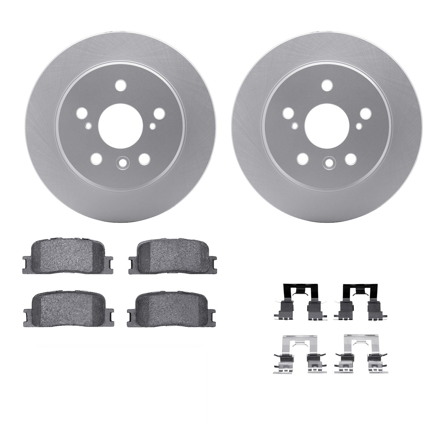 4312-76044 Geospec Brake Rotors with 3000-Series Ceramic Brake Pads & Hardware, 2001-2003 Lexus/Toyota/Scion, Position: Rear