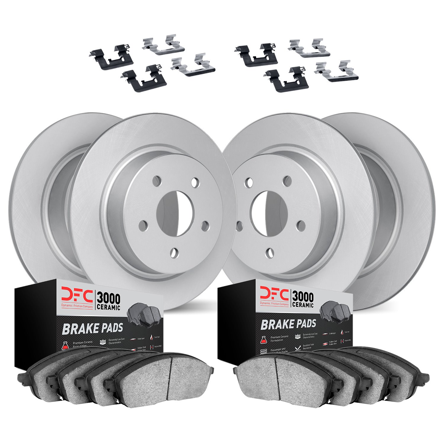 4314-31013 Geospec Brake Rotors with 3000-Series Ceramic Brake Pads & Hardware, 1996-1998 BMW, Position: Front and Rear