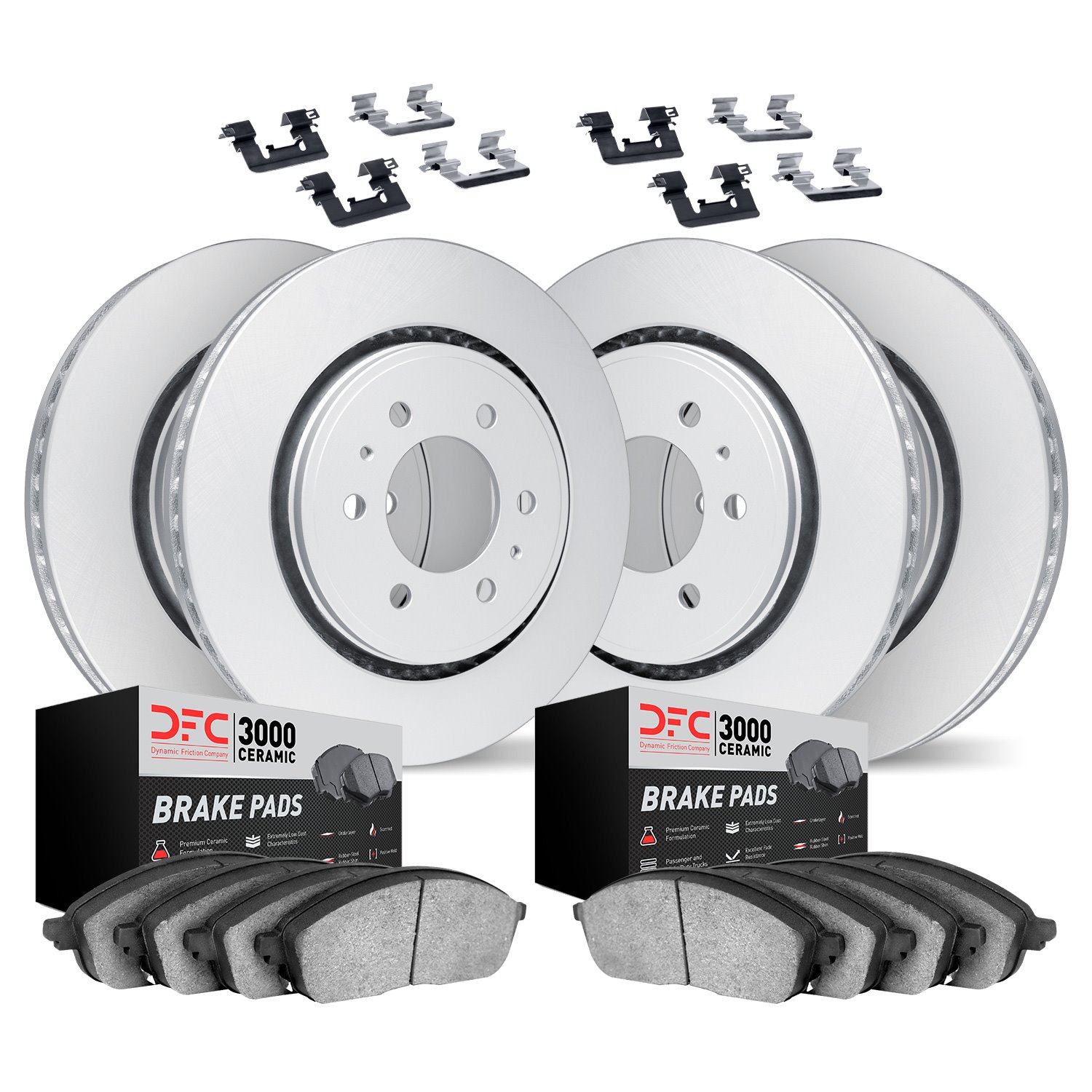 4314-46024 Geospec Brake Rotors with 3000-Series Ceramic Brake Pads & Hardware, 2004-2011 GM, Position: Front and Rear