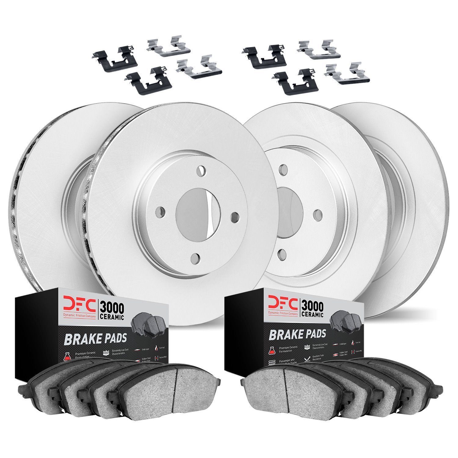 4314-59052 Geospec Brake Rotors with 3000-Series Ceramic Brake Pads & Hardware, 1998-2002 Acura/Honda, Position: Front and Rear