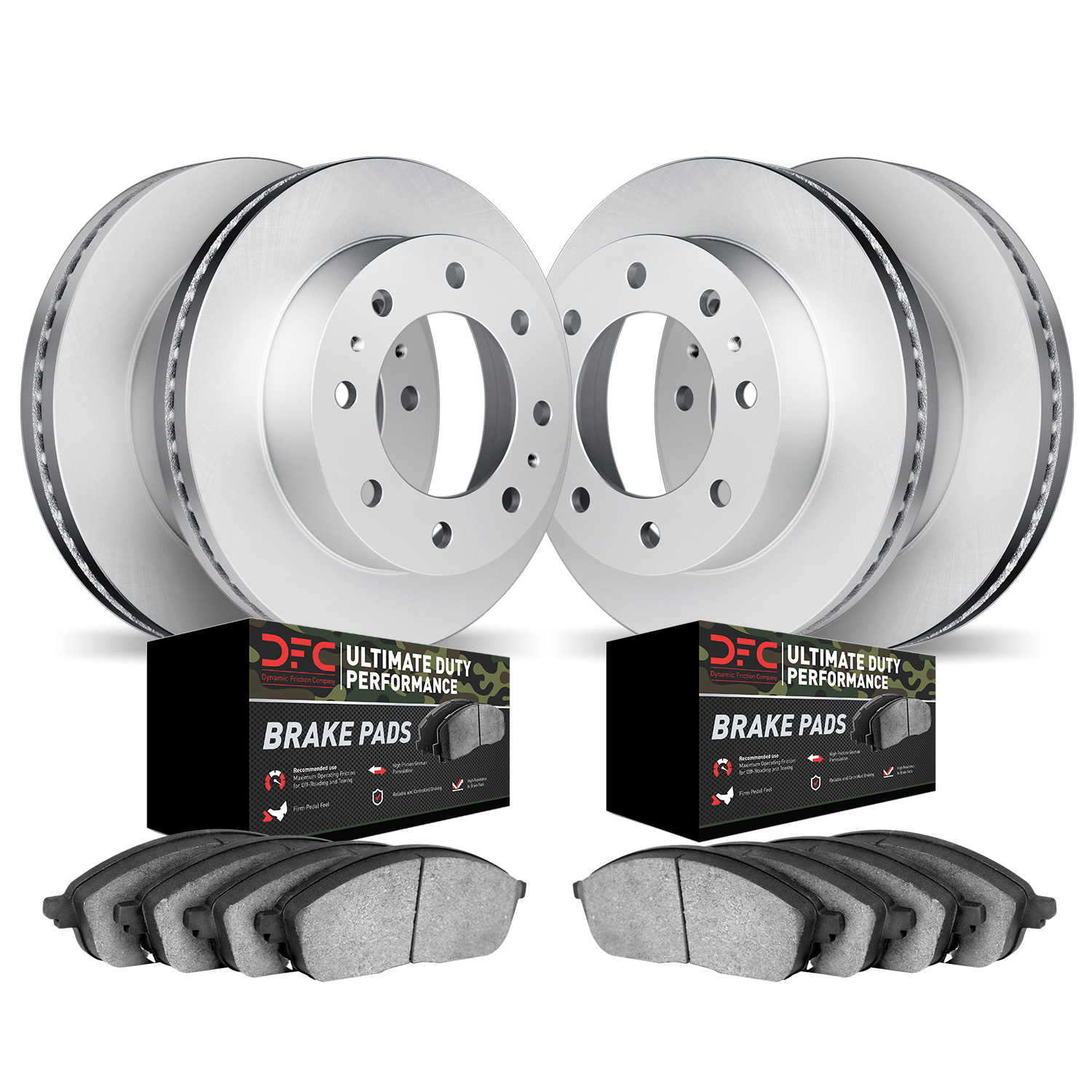4404-40005 Geospec Brake Rotors with Ultimate-Duty Brake Pads Kit, 2003-2008 Mopar, Position: Front and Rear