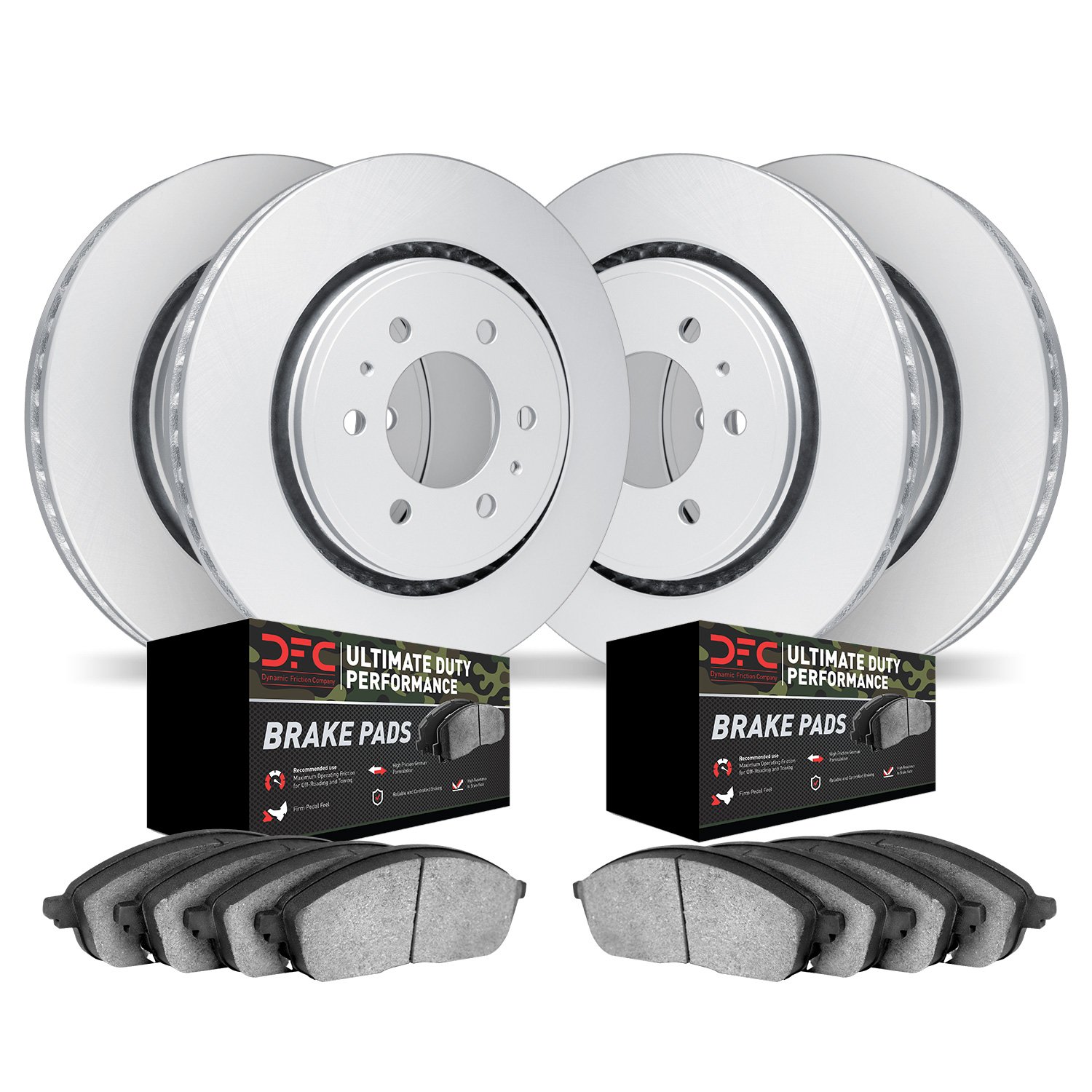 4404-40008 Geospec Brake Rotors with Ultimate-Duty Brake Pads Kit, Fits Select Mopar, Position: Front and Rear