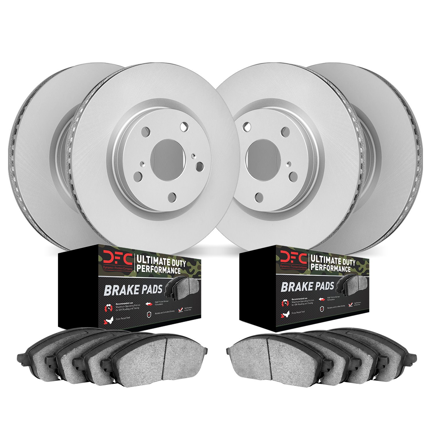 4404-42006 Geospec Brake Rotors with Ultimate-Duty Brake Pads Kit, Fits Select Mopar, Position: Front and Rear