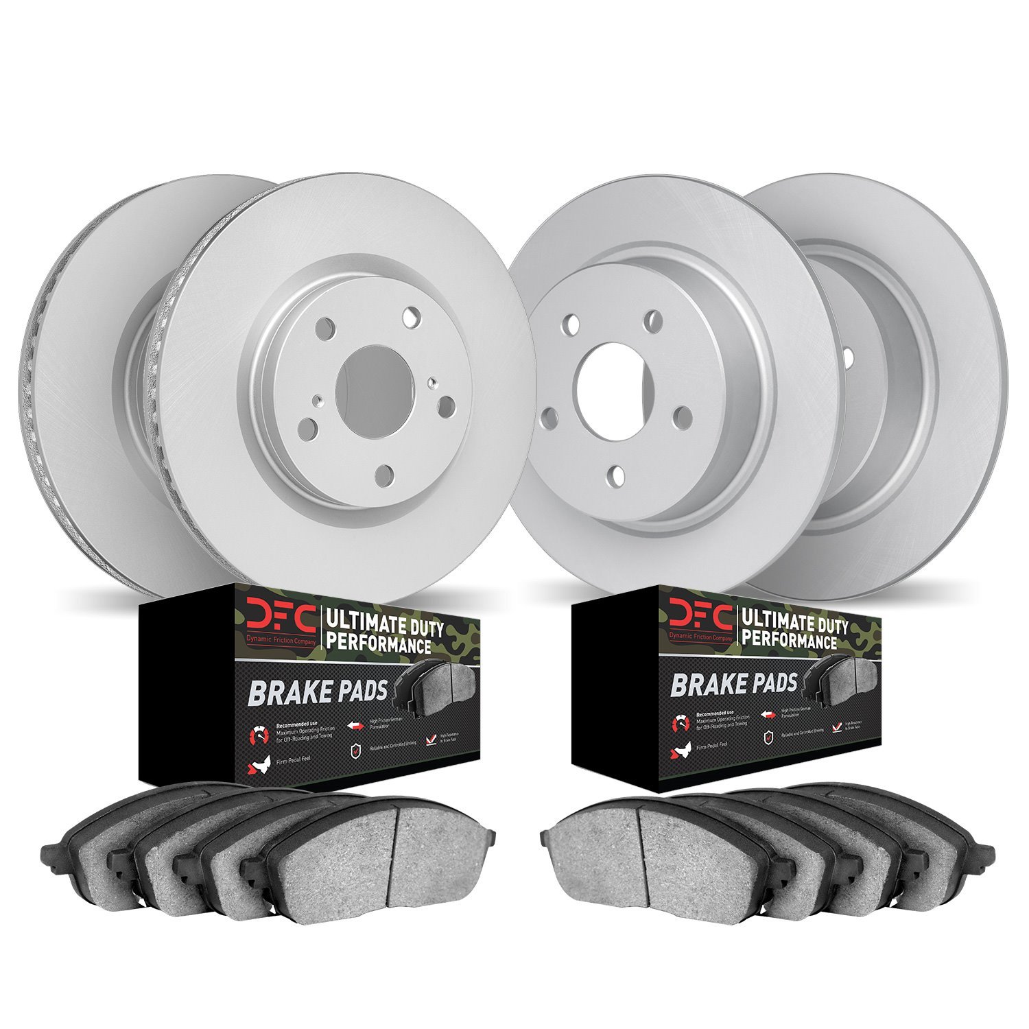 4404-42007 Geospec Brake Rotors with Ultimate-Duty Brake Pads Kit, Fits Select Mopar, Position: Front and Rear