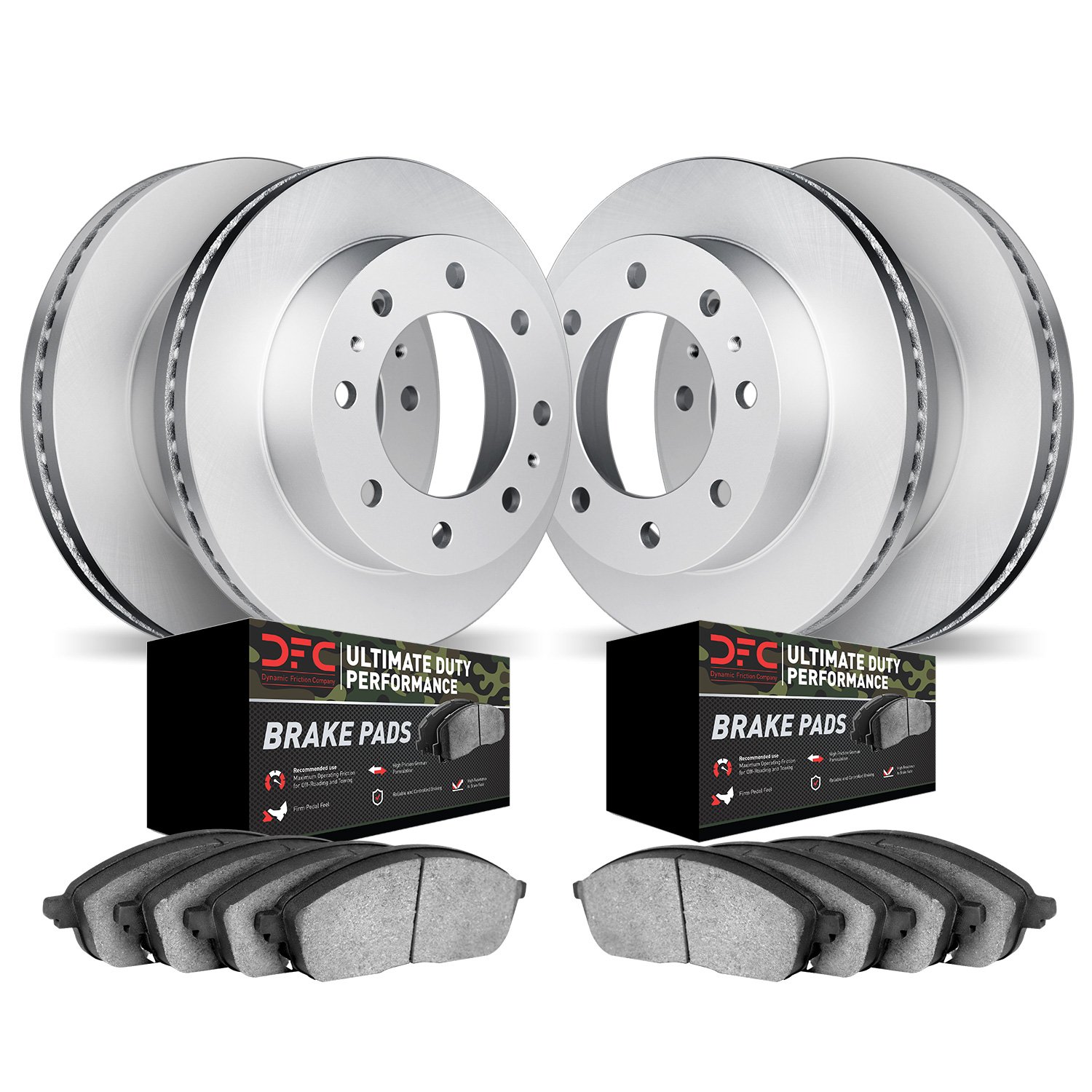 4404-48017 Geospec Brake Rotors with Ultimate-Duty Brake Pads Kit, 2011-2019 GM, Position: Front and Rear