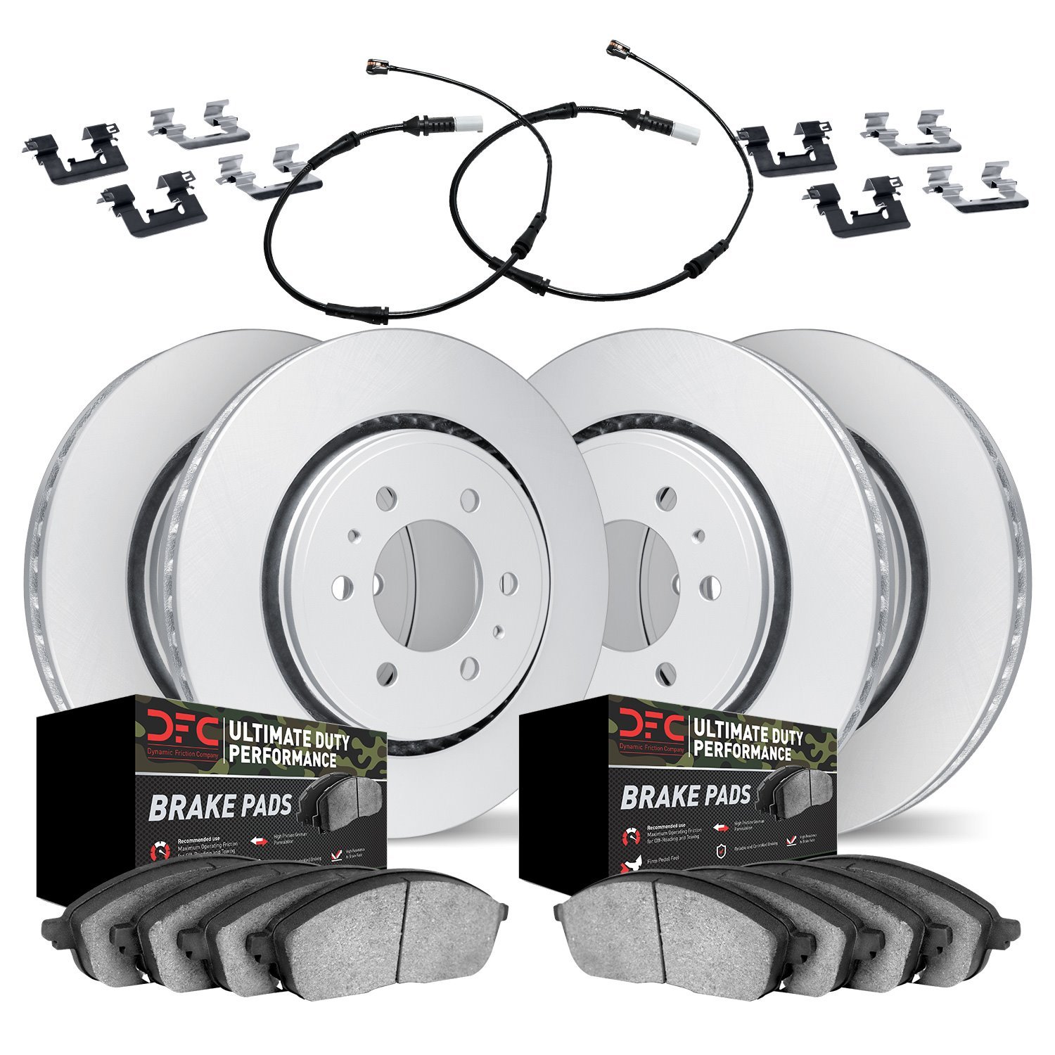 4424-47001 Geospec Brake Rotors with Ultimate-Duty Brake Pads/Sensor & Hardware Kit, Fits Select GM, Position: Front and Rear