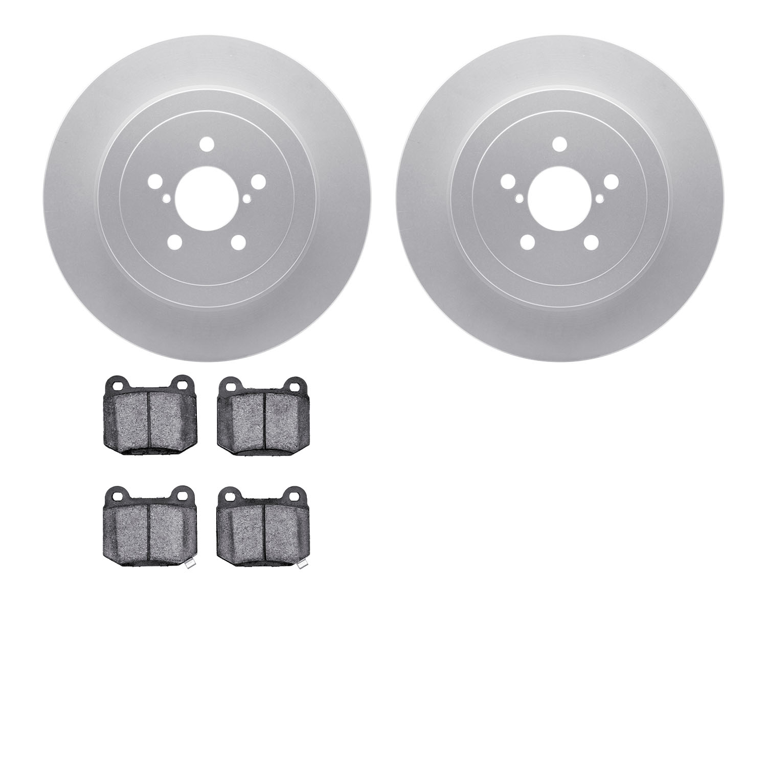 4502-13053 Geospec Brake Rotors w/5000 Advanced Brake Pads Kit, 2003-2004 Subaru, Position: Rear