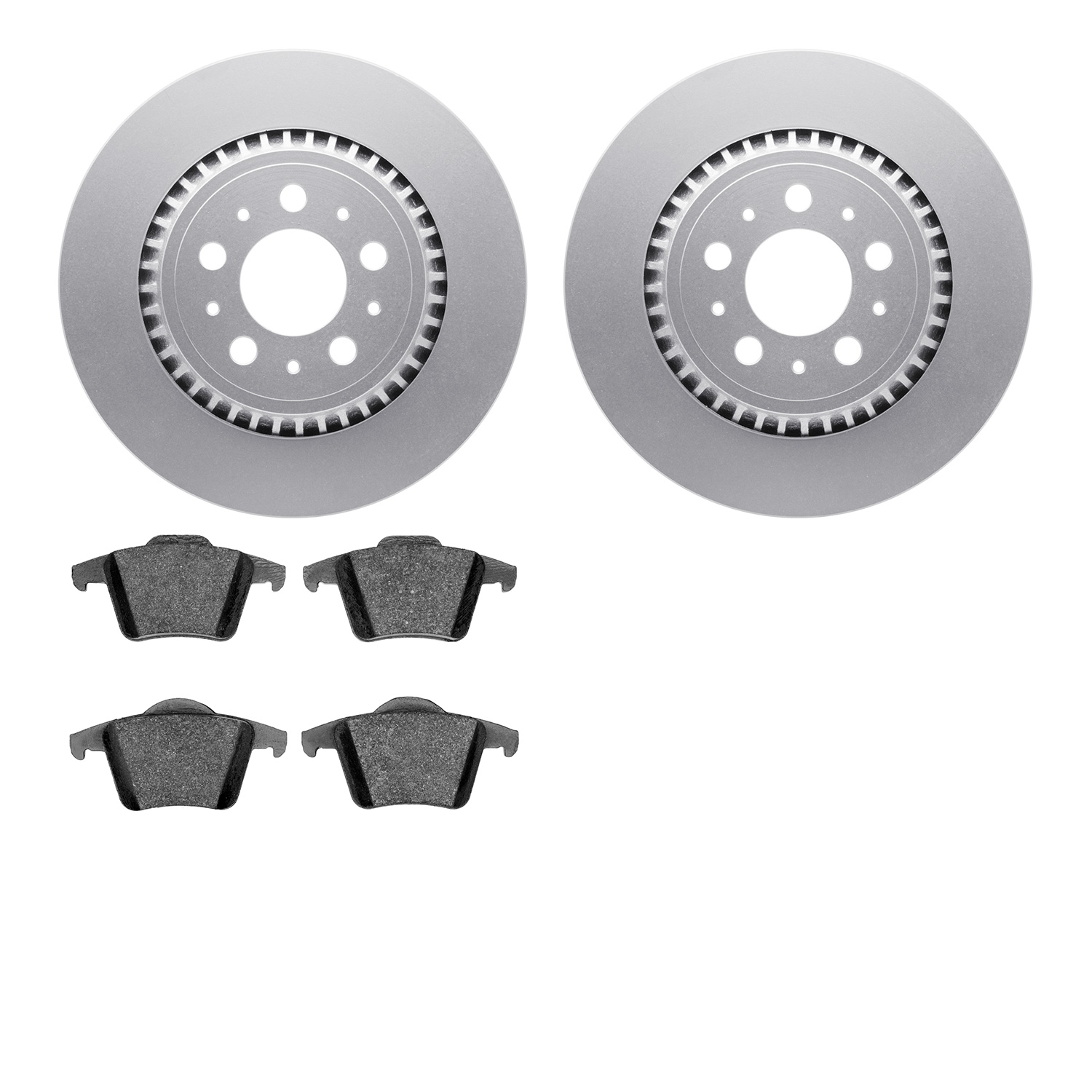 4502-27082 Geospec Brake Rotors w/5000 Advanced Brake Pads Kit, 2003-2014 Volvo, Position: Rear